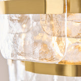 Endon Ancara 3lt Pendant Brushed aged brass plate & clear handmade textured glass