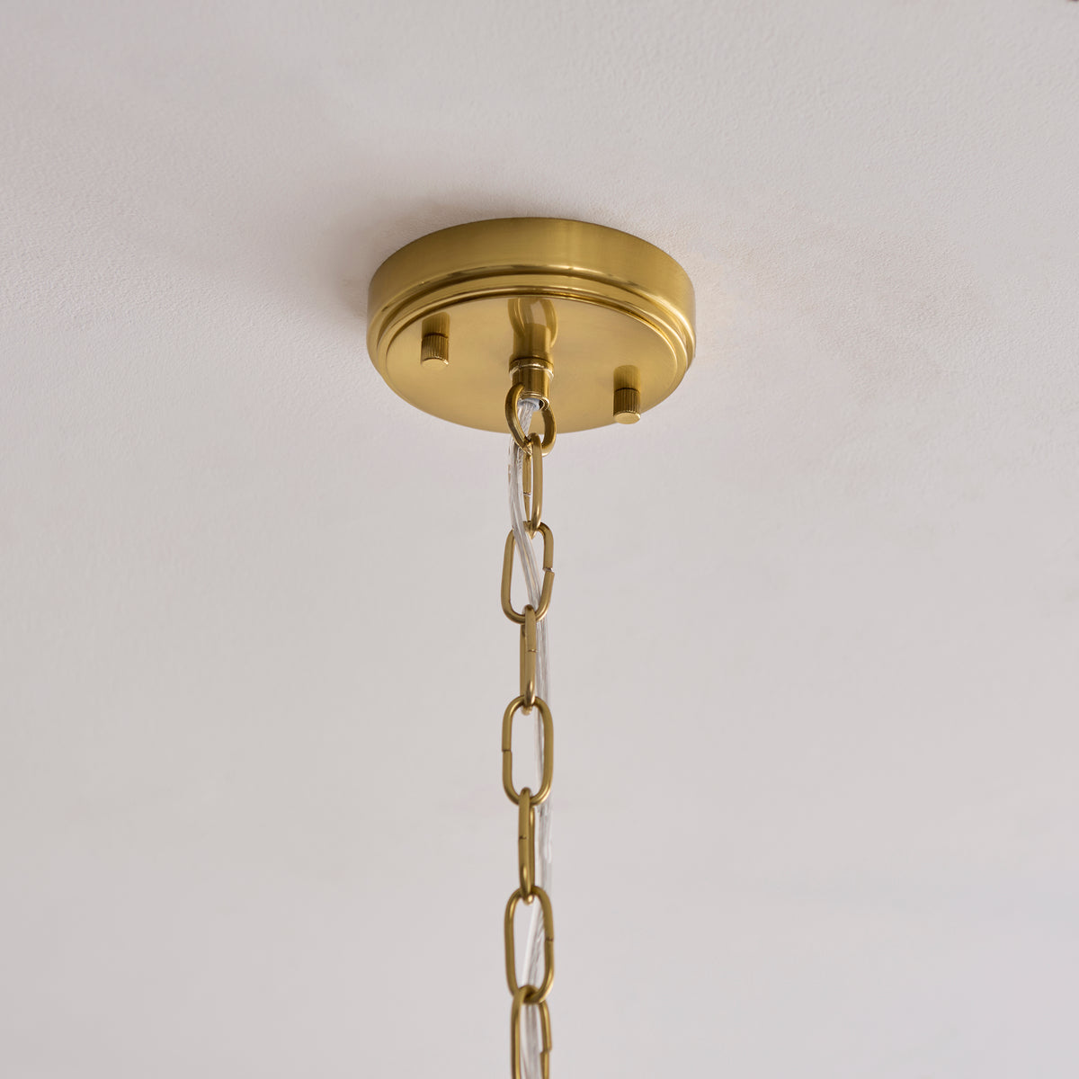 Endon Ancara 3lt Pendant Brushed aged brass plate & clear handmade textured glass