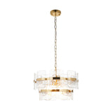 Endon Ancara 3lt Pendant Brushed aged brass plate & clear handmade textured glass
