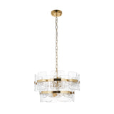 Endon Ancara 3lt Pendant Brushed aged brass plate & clear handmade textured glass