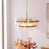 Endon Ancara 6lt Pendant Brushed aged brass plate & clear handmade textured glass