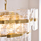 Endon Ancara 6lt Pendant Brushed aged brass plate & clear handmade textured glass