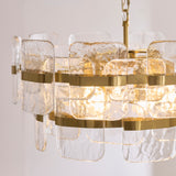 Endon Ancara 6lt Pendant Brushed aged brass plate & clear handmade textured glass