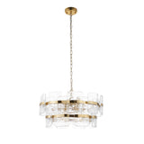 Endon Ancara 6lt Pendant Brushed aged brass plate & clear handmade textured glass