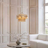 Endon Venice 4lt Pendant Brushed aged brass plate & champagne handmade textured glass