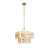 Endon Venice 4lt Pendant Brushed aged brass plate & champagne handmade textured glass