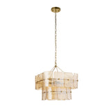 Endon Venice 4lt Pendant Brushed aged brass plate & champagne handmade textured glass