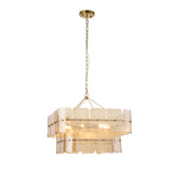 Endon Venice 6lt Pendant Brushed aged brass plate & champagne handmade textured glass