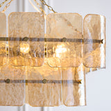 Endon Venice 6lt Pendant Brushed aged brass plate & champagne handmade textured glass