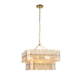 Endon Venice 6lt Pendant Brushed aged brass plate & champagne handmade textured glass