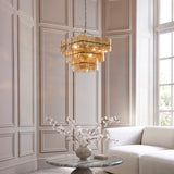 Endon Venice 10lt Pendant Brushed aged brass plate & champagne handmade textured glass