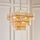 Endon Venice 10lt Pendant Brushed aged brass plate & champagne handmade textured glass