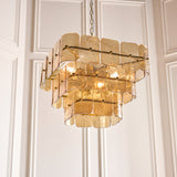 Endon Venice 10lt Pendant Brushed aged brass plate & champagne handmade textured glass
