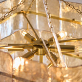 Endon Venice 10lt Pendant Brushed aged brass plate & champagne handmade textured glass