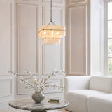 Endon Venice 4lt Pendant Brushed aged brass plate & white handmade textured glass