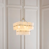 Endon Venice 4lt Pendant Brushed aged brass plate & white handmade textured glass