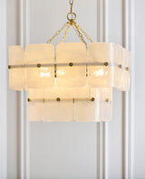 Endon Venice 4lt Pendant Brushed aged brass plate & white handmade textured glass