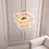 Endon Venice 4lt Pendant Brushed aged brass plate & white handmade textured glass