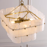 Endon Venice 4lt Pendant Brushed aged brass plate & white handmade textured glass