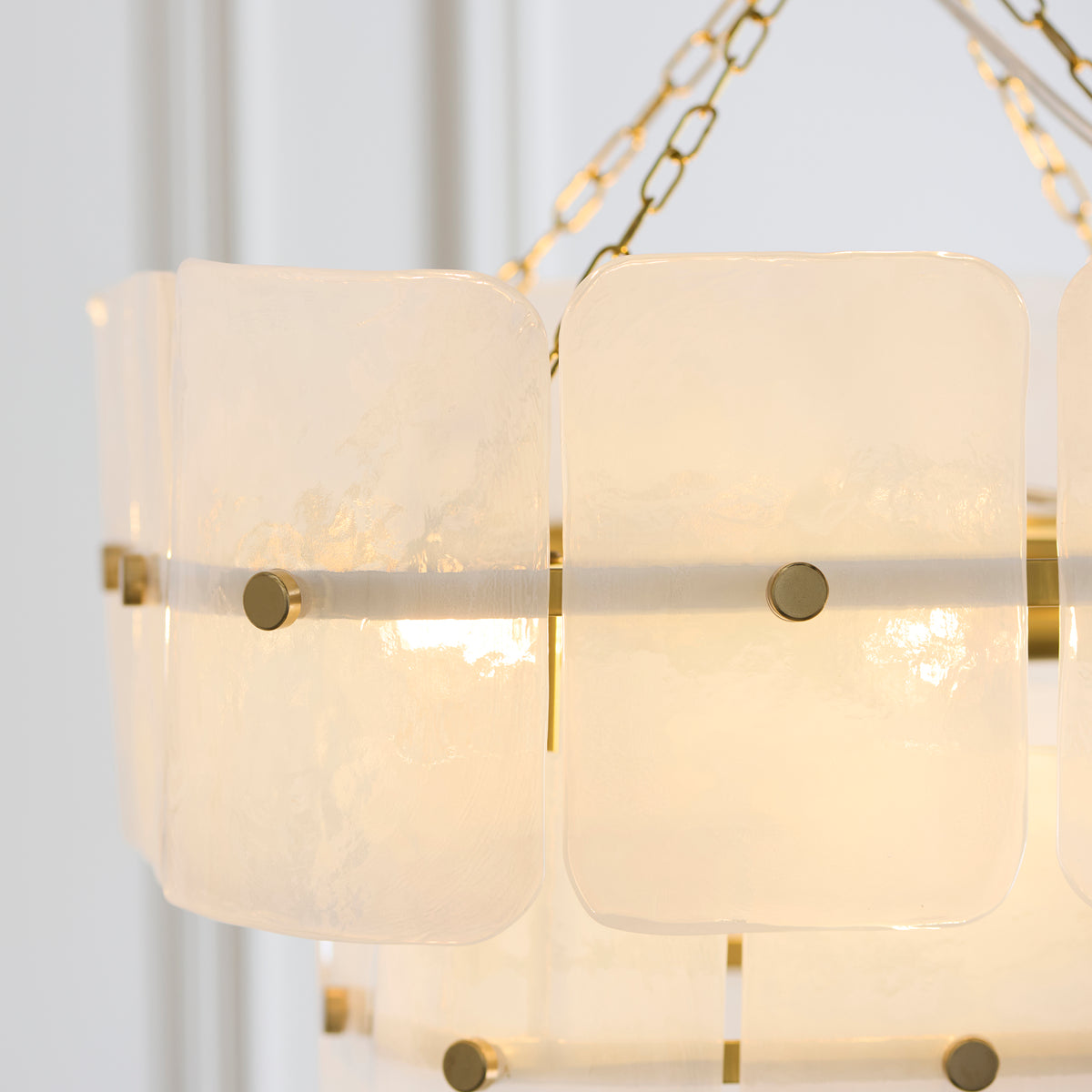 Endon Venice 4lt Pendant Brushed aged brass plate & white handmade textured glass