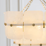 Endon Venice 4lt Pendant Brushed aged brass plate & white handmade textured glass