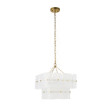 Endon Venice 4lt Pendant Brushed aged brass plate & white handmade textured glass