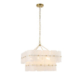 Endon Venice 6lt Pendant Brushed aged brass plate & white handmade textured glass