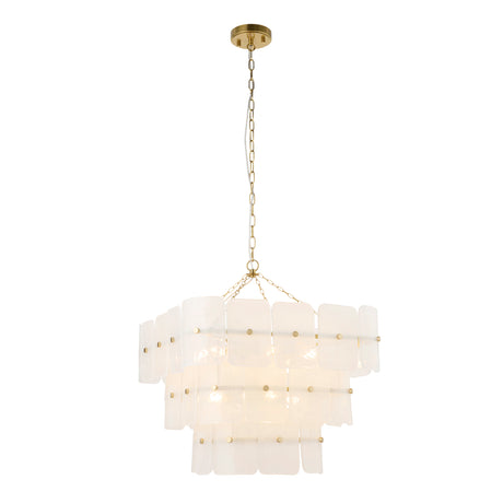Endon Venice 10lt Pendant Brushed aged brass plate & white handmade textured glass