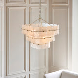 Endon Venice 10lt Pendant Brushed aged brass plate & white handmade textured glass