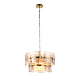 Endon Ancara 3lt Pendant Brushed aged brass plate & champagne handmade textured glass