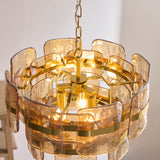 Endon Ancara 3lt Pendant Brushed aged brass plate & champagne handmade textured glass