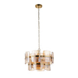 Endon Ancara 3lt Pendant Brushed aged brass plate & champagne handmade textured glass