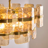 Endon Ancara 6lt Pendant Brushed aged brass plate & champagne handmade textured glass