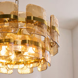 Endon Ancara 6lt Pendant Brushed aged brass plate & champagne handmade textured glass