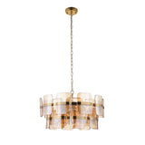 Endon Ancara 6lt Pendant Brushed aged brass plate & champagne handmade textured glass