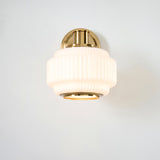 Endon Evora Wall Brushed aged brass plate & opal ribbed glass