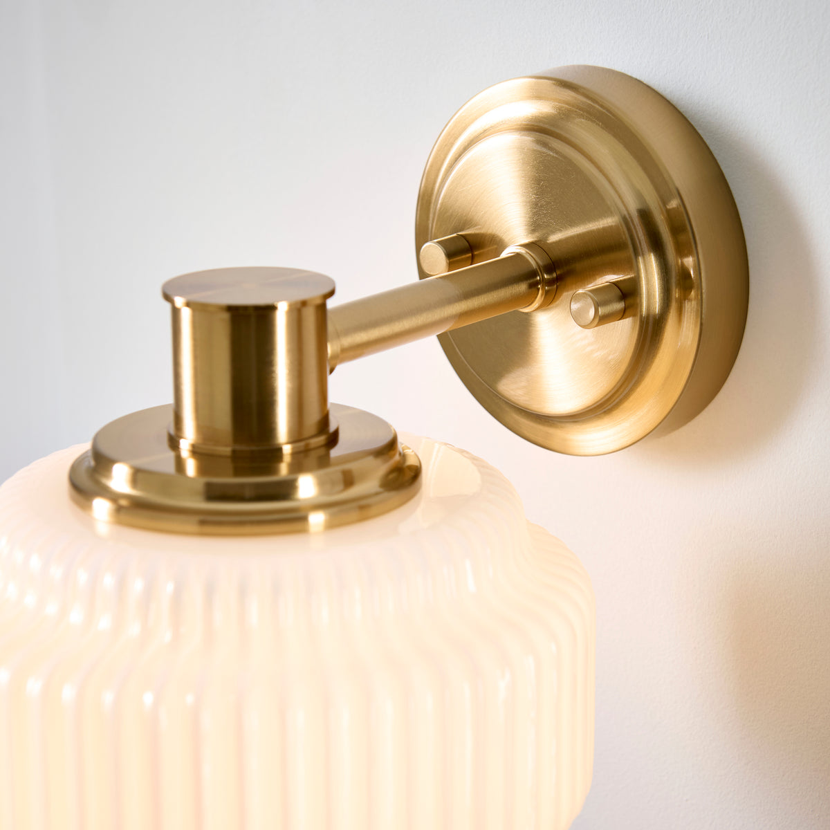 Endon Evora Wall Brushed aged brass plate & opal ribbed glass