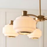 Endon Evora 5lt Pendant Brushed aged brass plate & opal ribbed glass