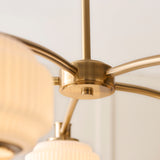 Endon Evora 5lt Pendant Brushed aged brass plate & opal ribbed glass