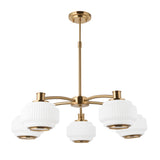 Endon Evora 5lt Pendant Brushed aged brass plate & opal ribbed glass