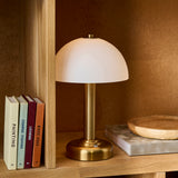 Endon Bridport Rechargeable Table Warm brass plate & matt opal glass