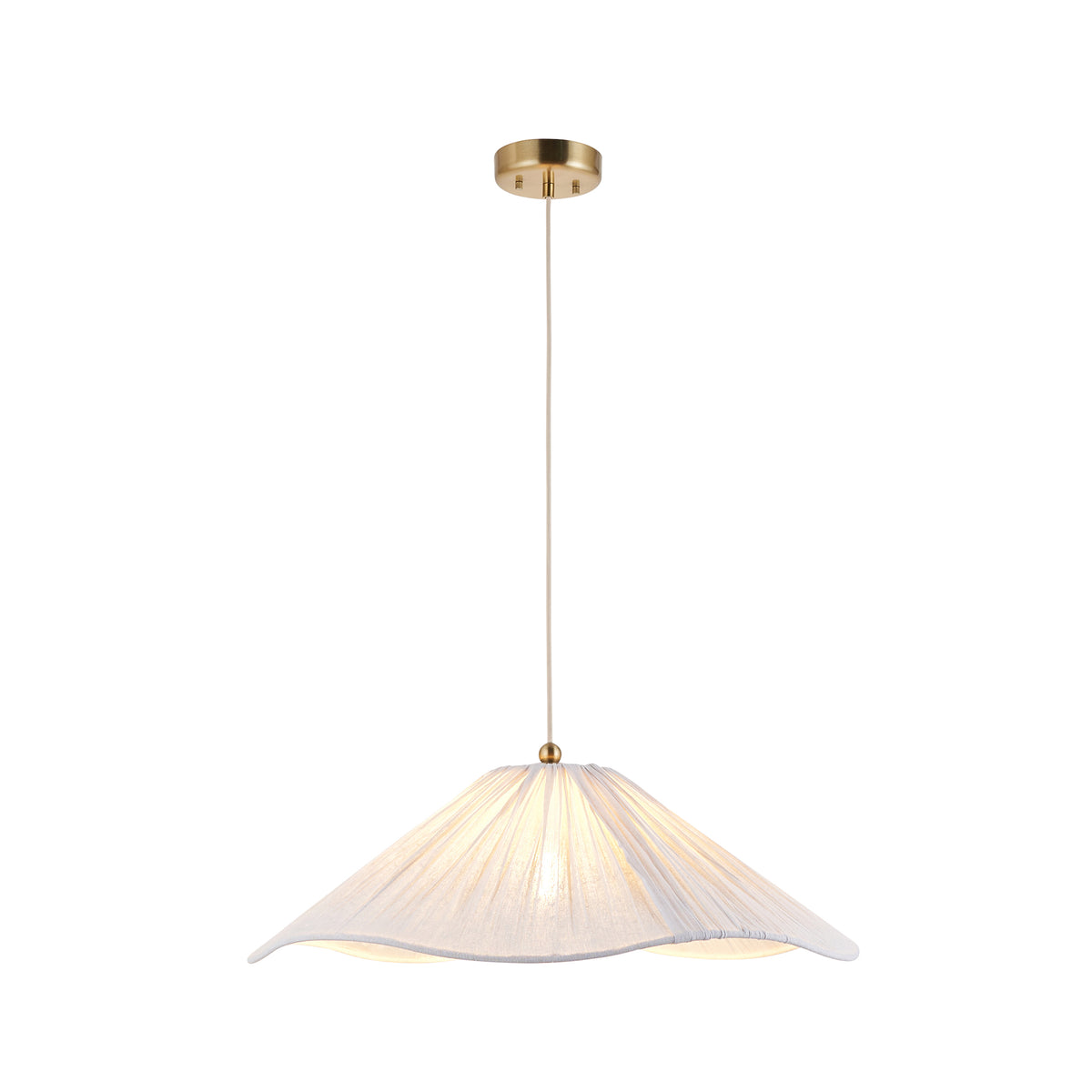 Endon Isabella Grand Pendant Brushed aged brass plate & vintage white fabric