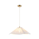 Endon Isabella Grand Pendant Brushed aged brass plate & vintage white fabric