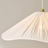 Endon Isabella Grand Pendant Brushed aged brass plate & vintage white fabric
