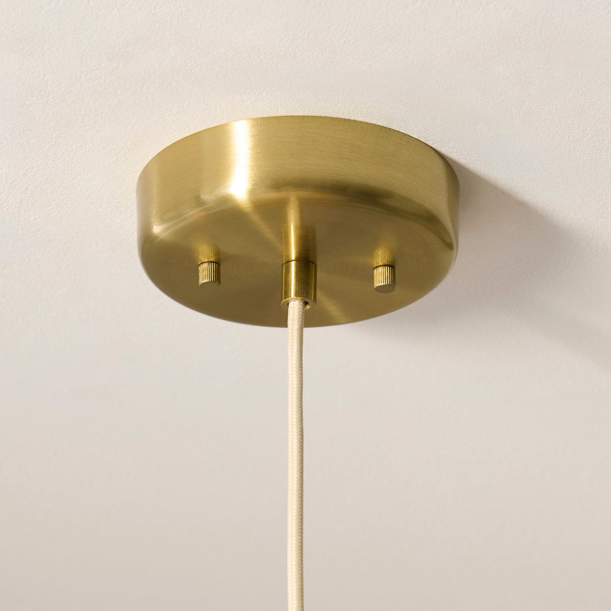 Endon Isabella Grand Pendant Brushed aged brass plate & vintage white fabric