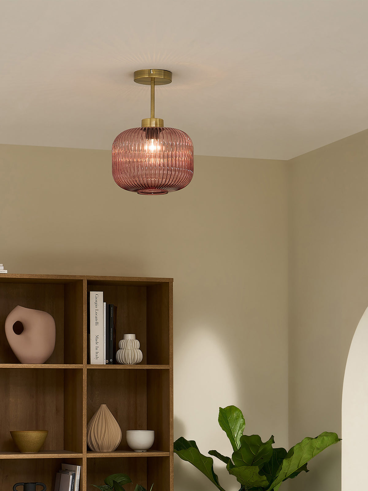 MADE.COM Briz Pink Ceiling Flush Fitting Light