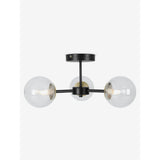 MADE.COM Black Antique Brass Globe 3 Light Flush Ceiling