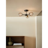 MADE.COM Black Antique Brass Globe 3 Light Flush Ceiling
