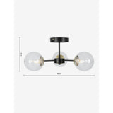 MADE.COM Black Antique Brass Globe 3 Light Flush Ceiling
