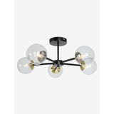 MADE.COM Black Antique Brass Globe 5 Light Flush Ceiling